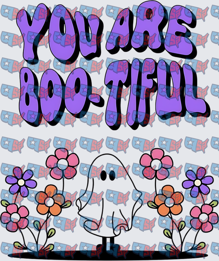 You Are Boo-Tiful Ghost With Retro Flowers (DTF)