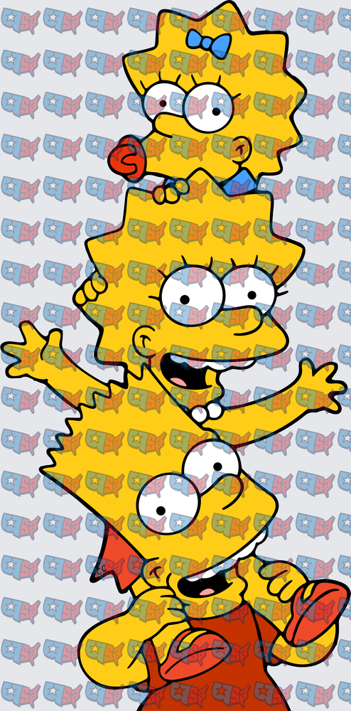 Yellow Cartoon Siblings Stacked Totem Pole (DTF)