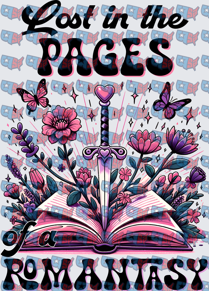 Lost In The Pages Of A Romantasy Book Sword Floral (DTF)
