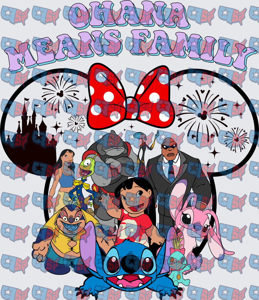 Ohana Means Family Alien Experiment Squad Mouse Ears (DTF)