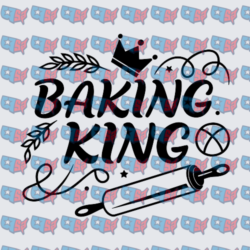 Baking King Crown Rolling Pin Script Design (DTF)