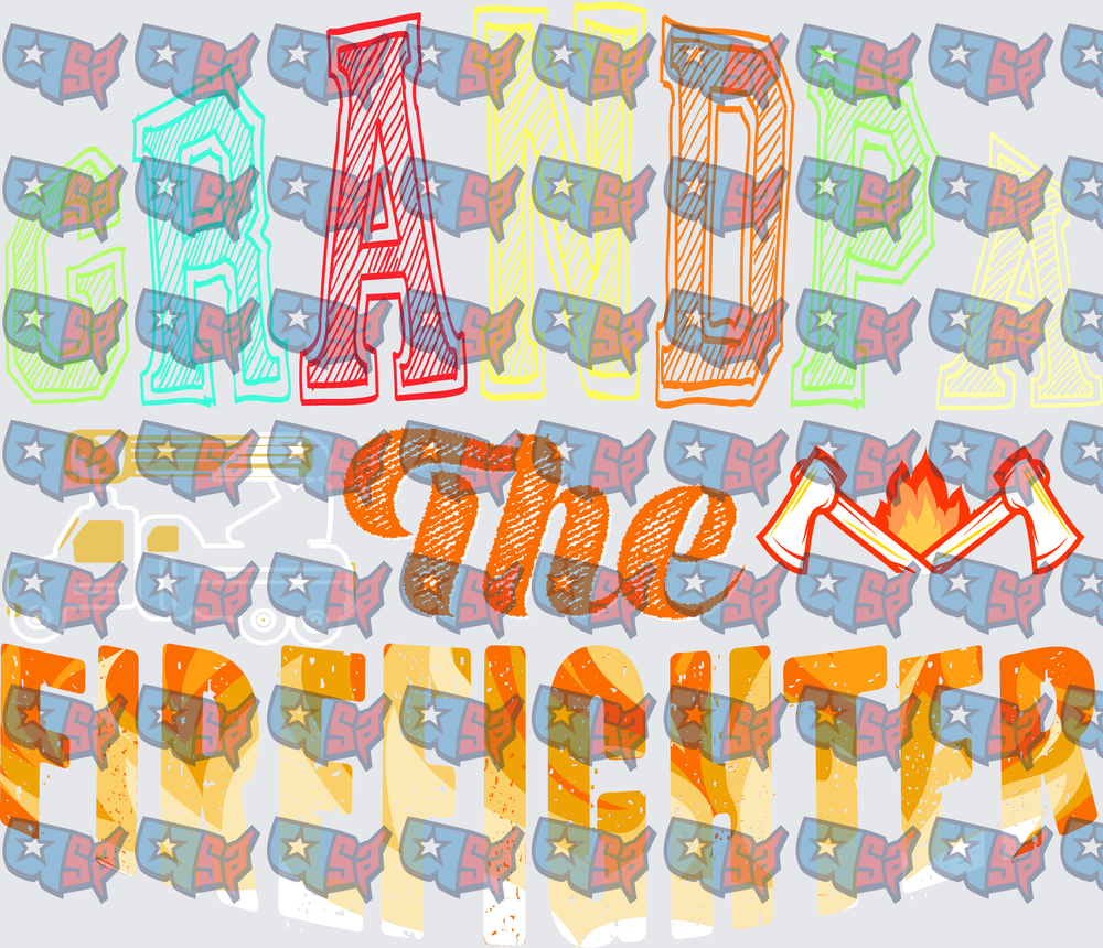 Grande The Firefighter Colorful Varsity Text Design (DTF)