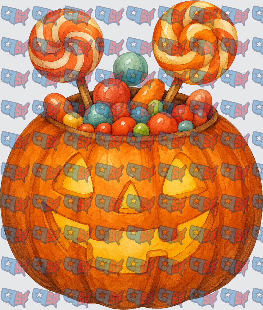 Halloween Jack-O-Lantern Overflowing With Candy (DTF)