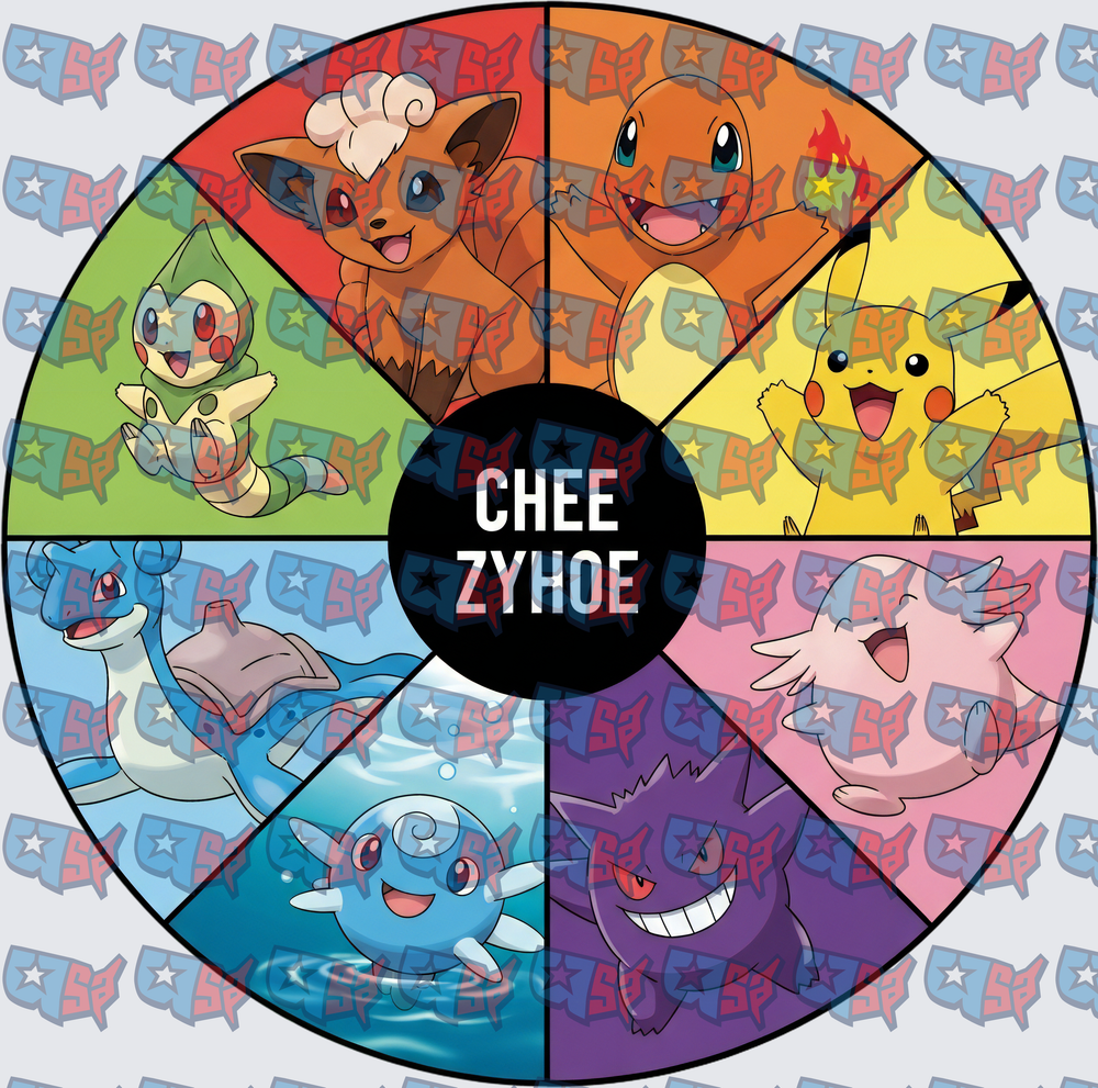 Colorful Pocket Monster Character Wheel Circle Design (DTF)