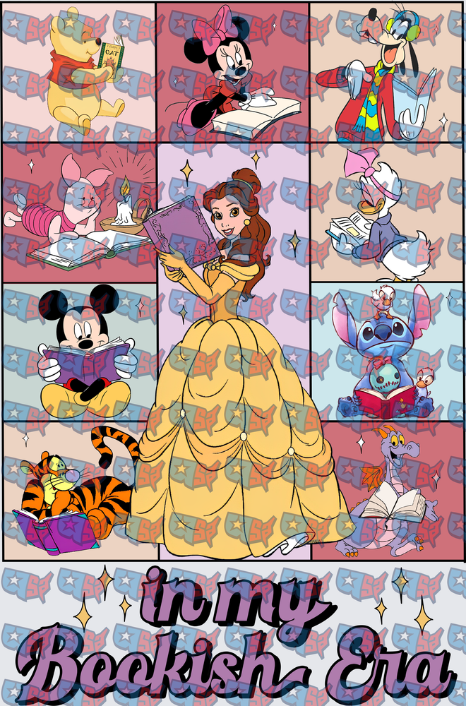 In My Bookish Era Disney Characters Reading (DTF)