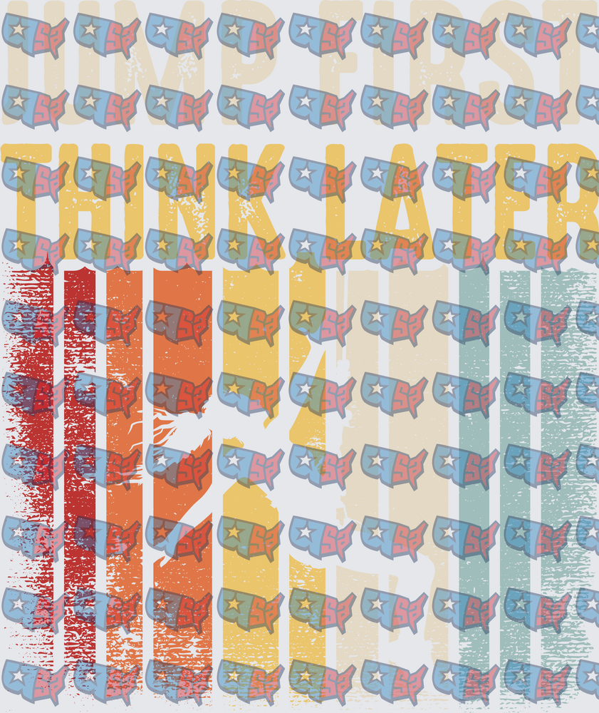 Jump First Think Later Retro Vintage Stripes USA Map (DTF)