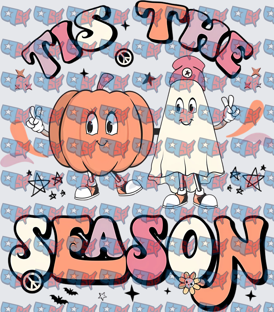 Tis The Season Retro Halloween Pumpkin Ghost Duo (DTF)
