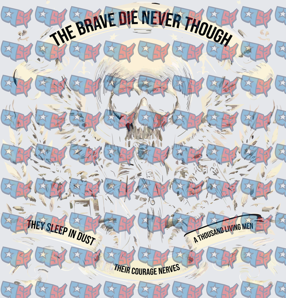 The Brave Die Never Though Patriotic Skull (DTF)