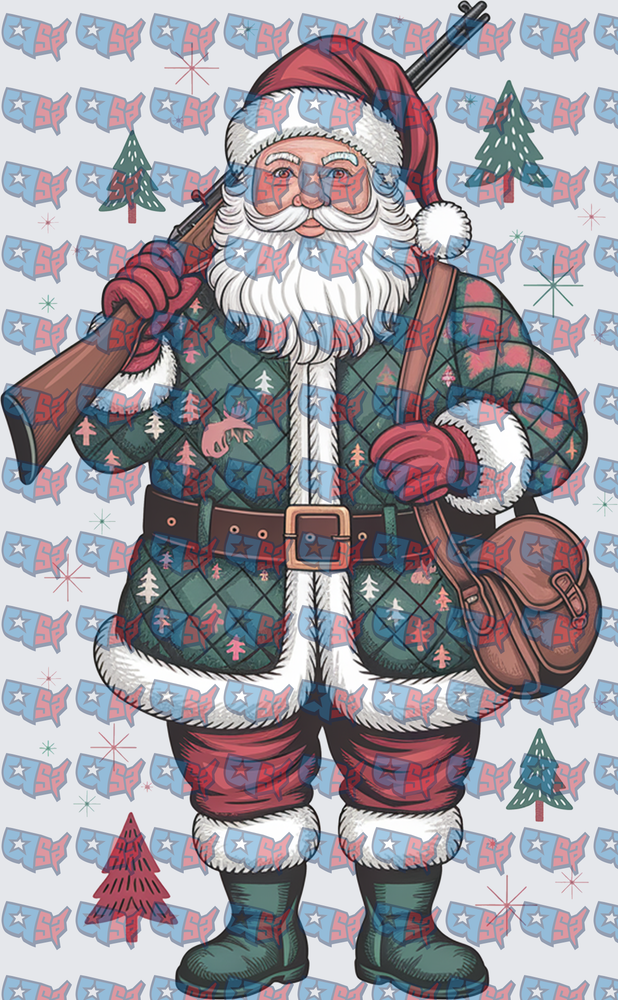 Hunting Santa Claus With Rifle And Game Bag (DTF)