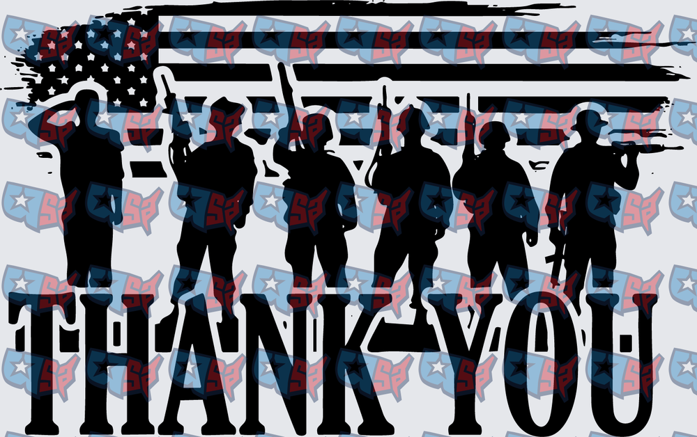 Military Silhouettes American Flag Thank You Veterans (DTF)