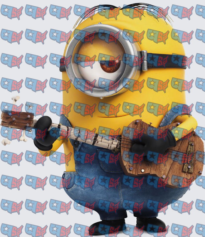 One-Eyed Yellow Minion Playing Wooden Guitar (DTF)