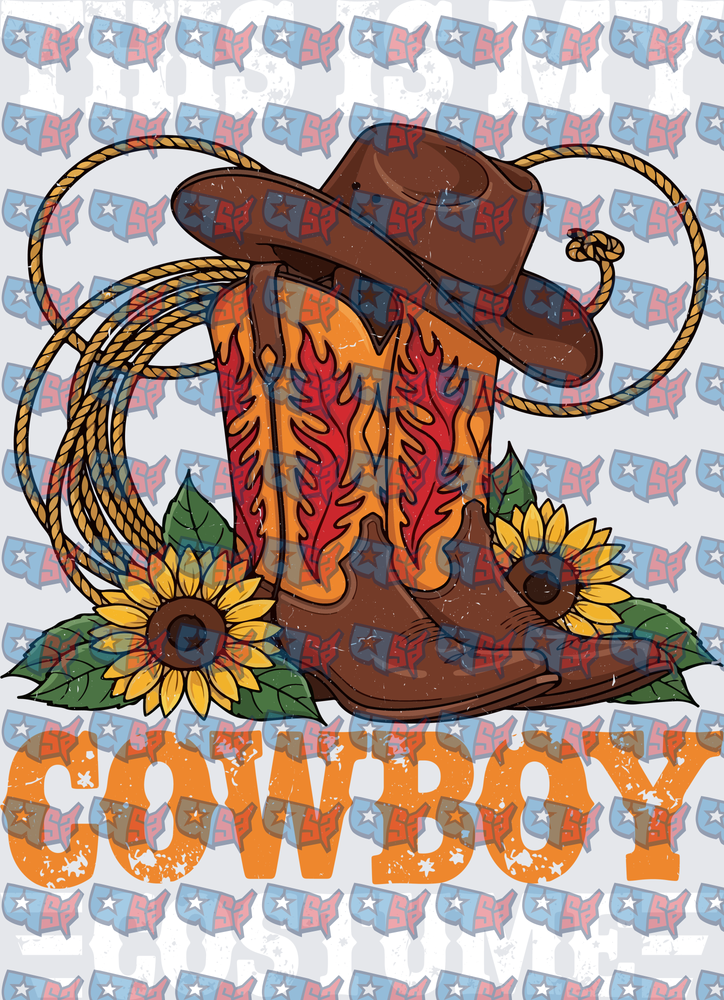 Cowboy Boot Hat Lasso Sunflowers Western (DTF)