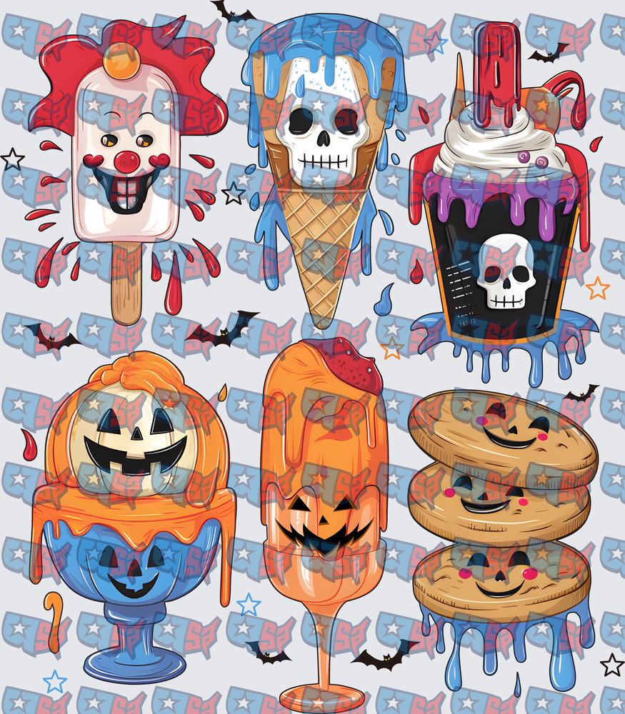 Spooky Halloween Treats Skulls Clown Pumpkin Bundle (DTF)