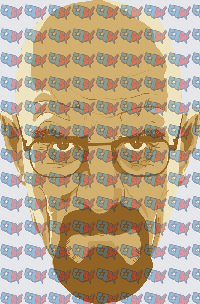 Bald Man With Glasses Goatee Minimalist Portrait (DTF)
