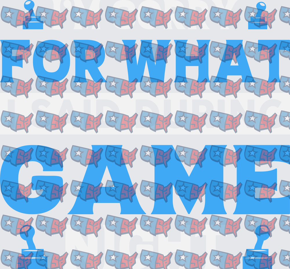 For What Game Bold Blue Text USA Map Pattern (DTF)