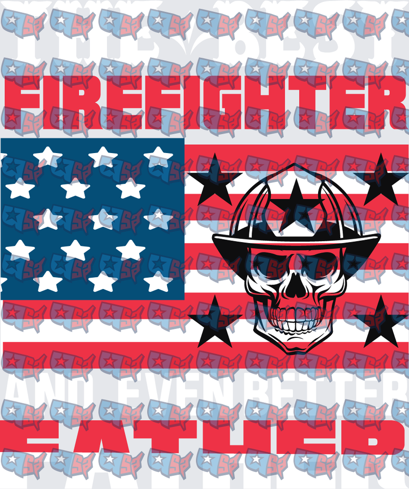 Firefighter Skull American Flag Stars Design (DTF)