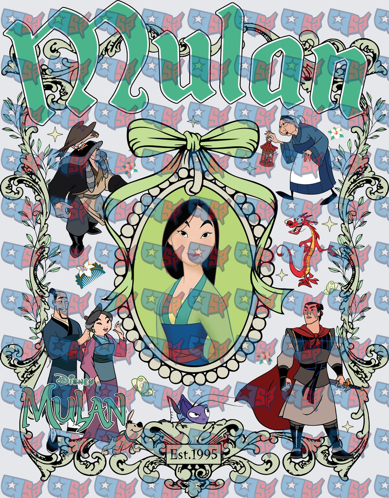 Mulan Character Collage Est 1995 Cameo Design (DTF)