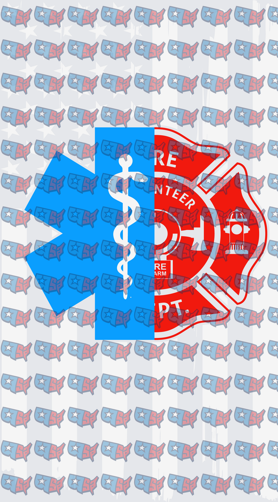 EMS Star of Life and Fire Department Maltese Cross Split (DTF)
