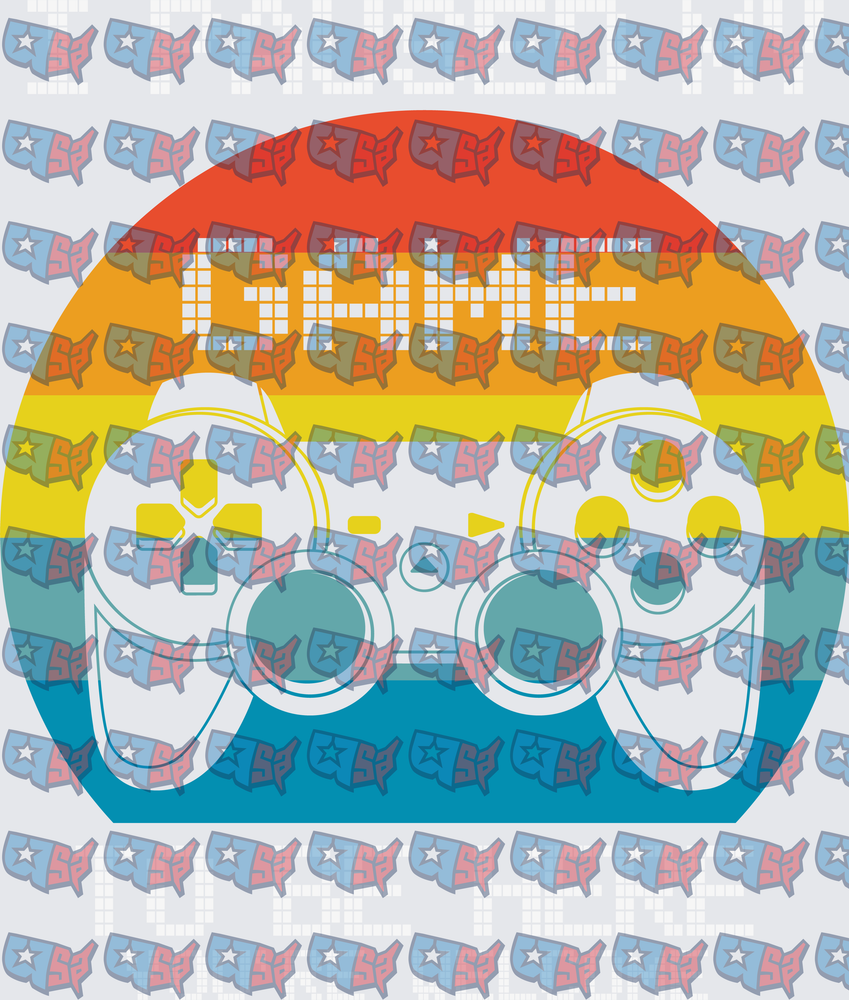 Retro Rainbow Sunset Game Controller (DTF)