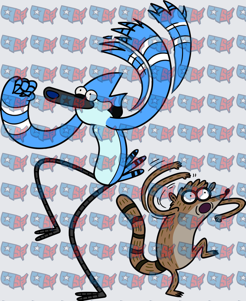 Blue Jay and Raccoon Cartoon Duo Dancing (DTF)