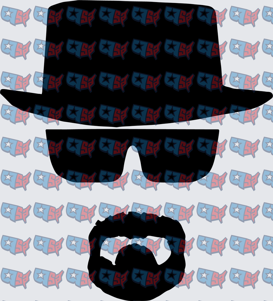 Heisenberg Silhouette Pork Pie Hat Sunglasses Goatee (DTF)