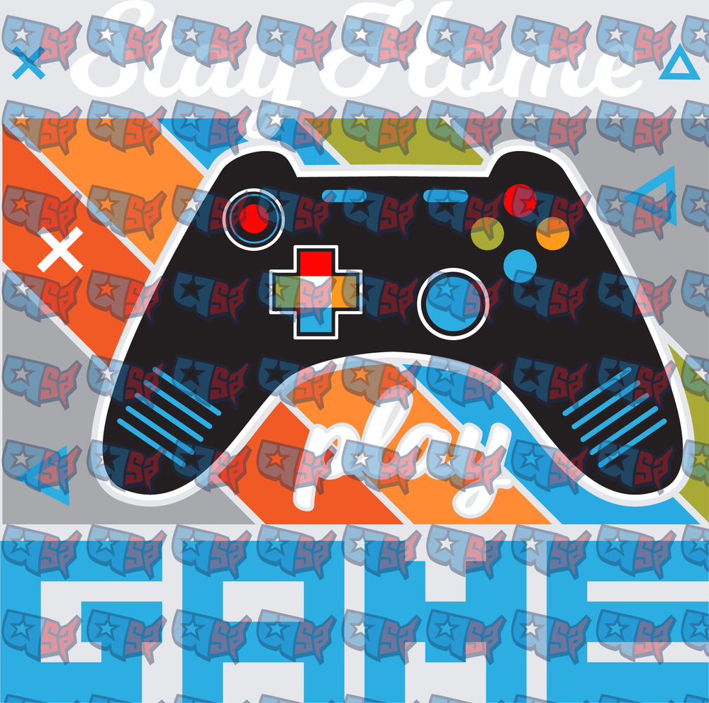 Stay Home Play Game Controller Colorful Design (DTF)