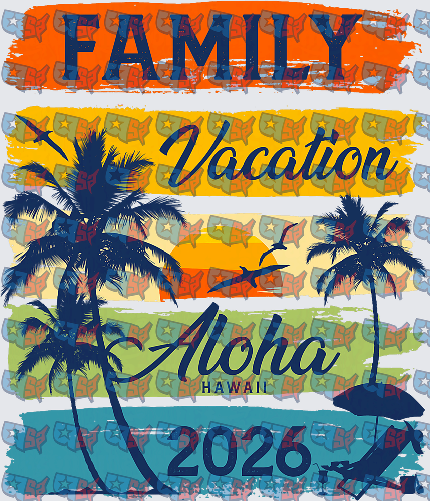 Family Vacation Aloha Hawaii 2026 Palm Trees (DTF)