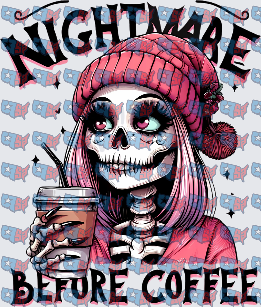Nightmare Before Coffee Skeleton Girl Beanie (DTF)