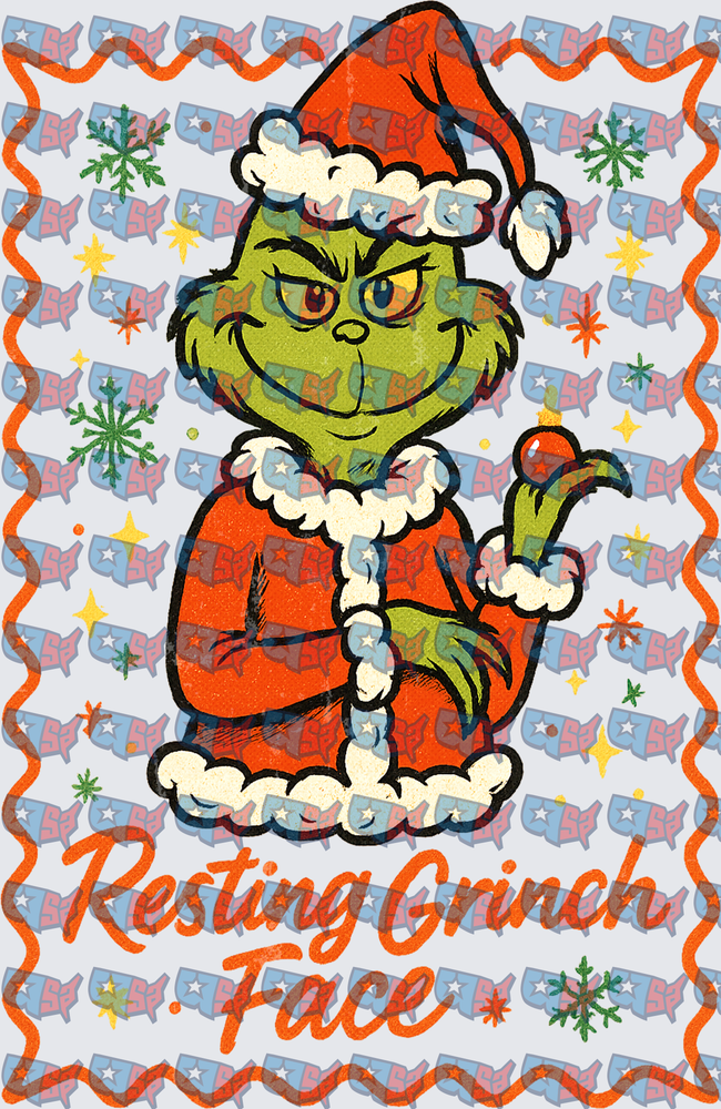 Resting Grinch Face Santa Christmas Vintage (DTF)