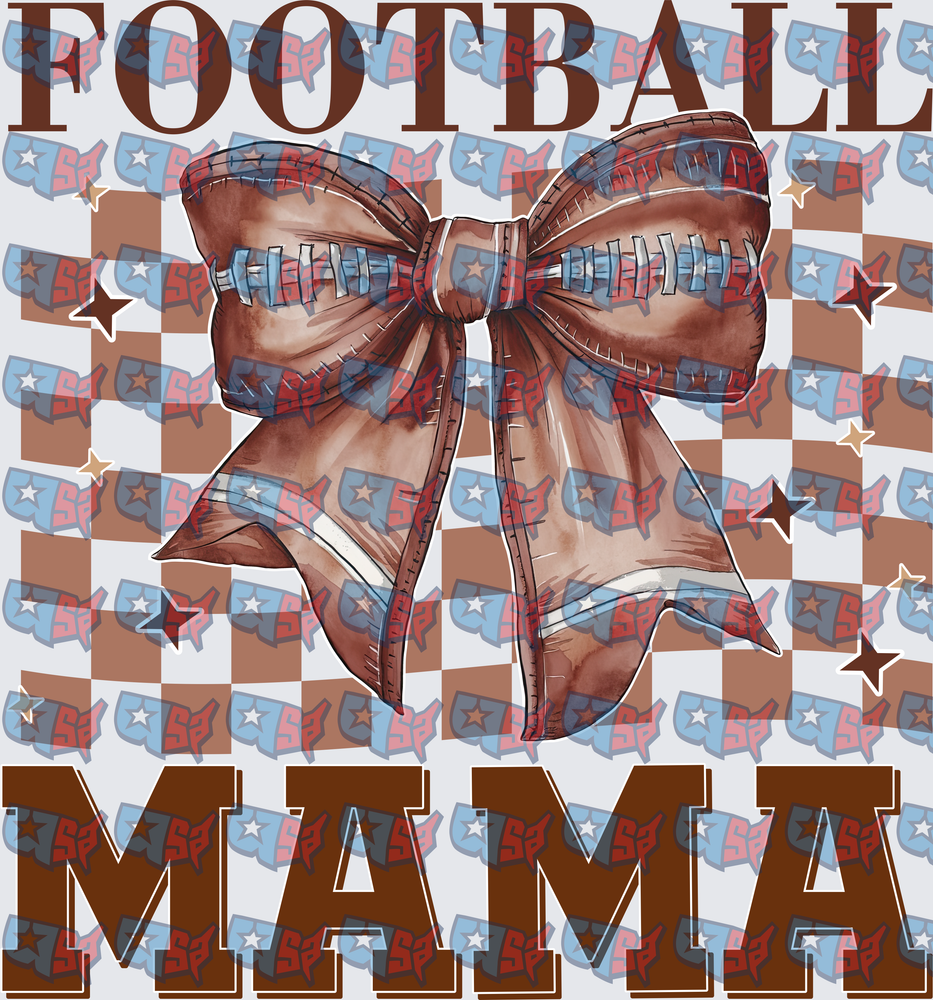 Football Mama Coquette Bow Checkered Design (DTF)