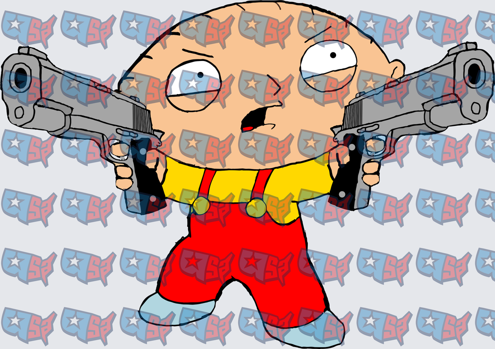 Evil Baby Dual Wielding Pistols Gangster (DTF)