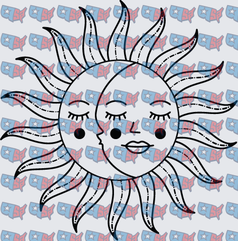 Boho Sun Face With Closed Eyes (DTF)