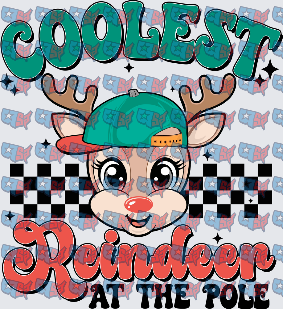 Coolest Reindeer At The Pole Retro Christmas (DTF)