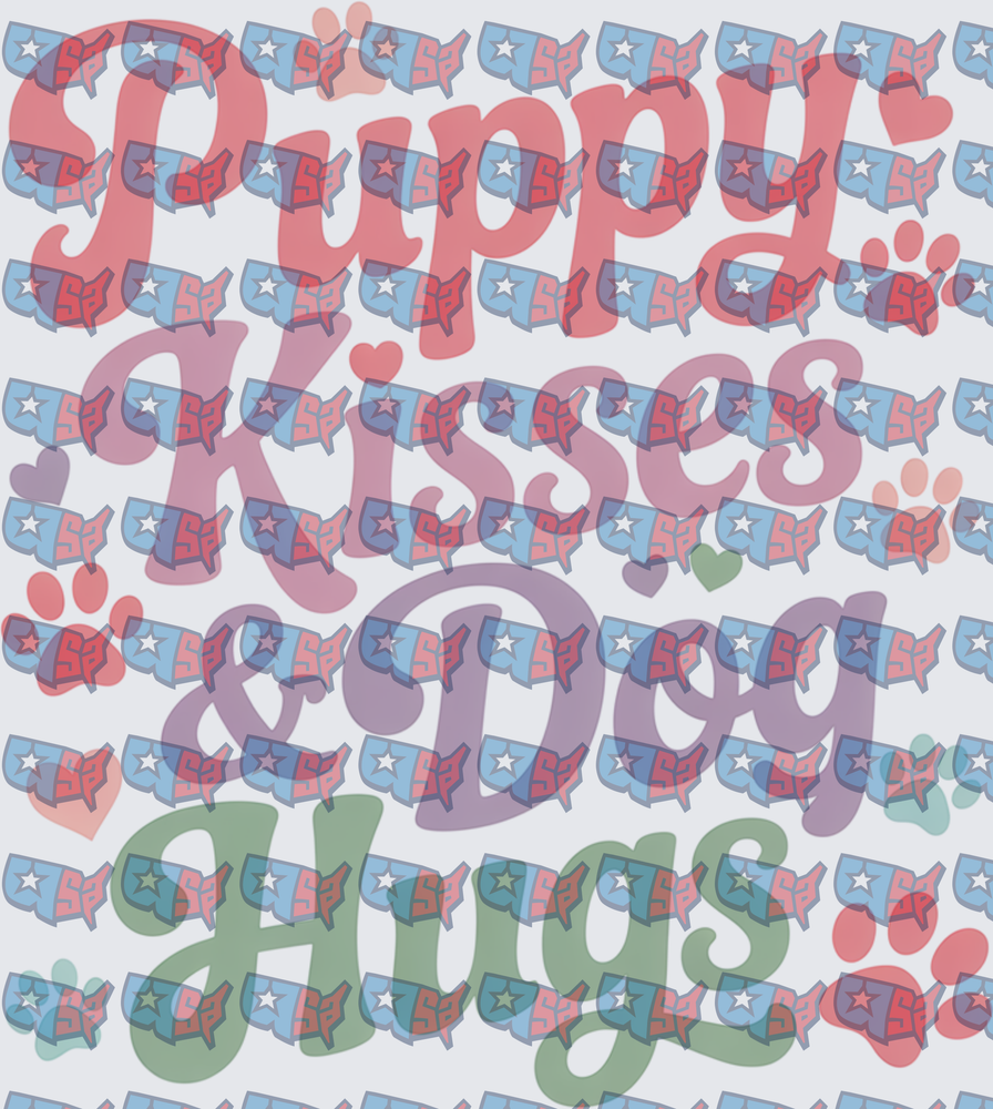 Puppy Kisses & Dog Hugs Retro Paw Print (DTF)