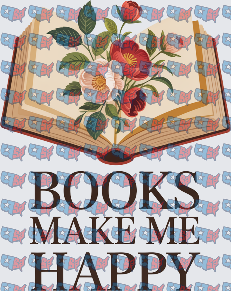 Books Make Me Happy Floral Open Book (DTF)