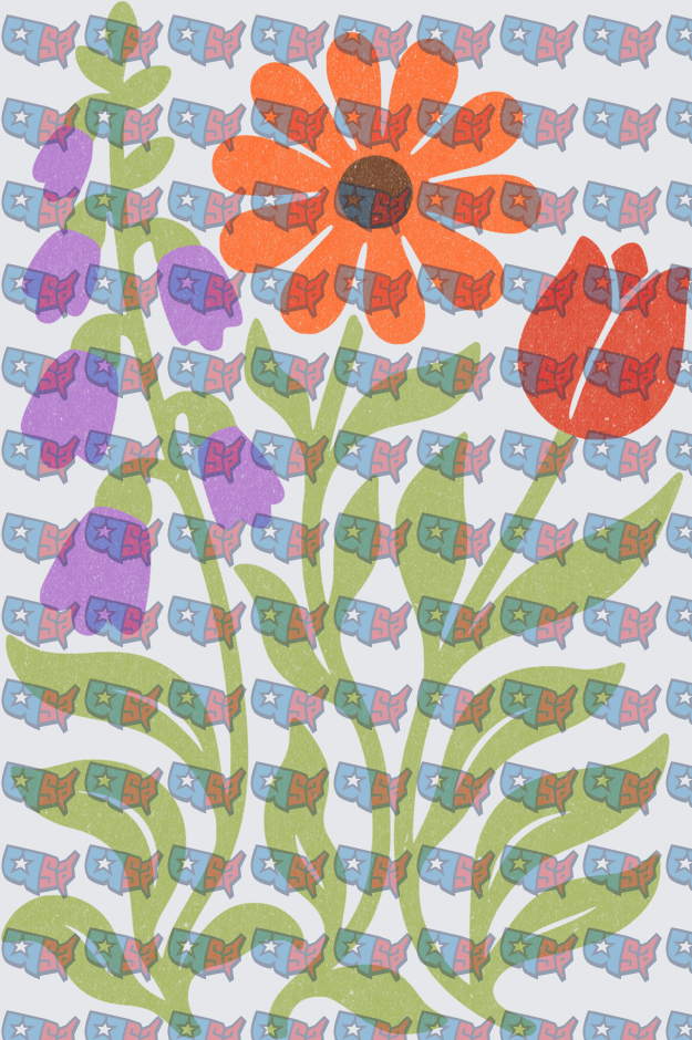 Retro Wildflower Bouquet Orange Daisy Tulip Purple Bells (DTF)