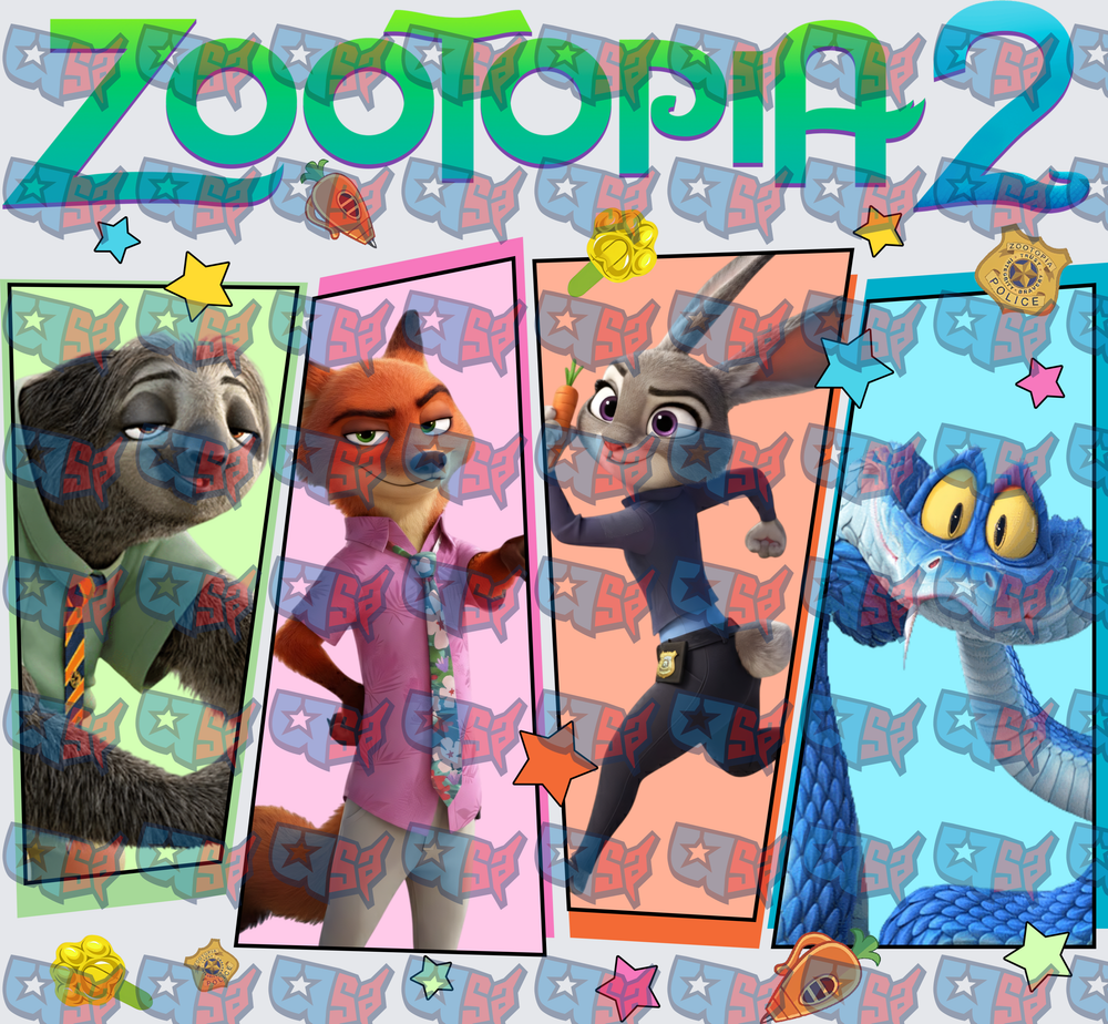 Zootopia 2 Characters Four Panel Grid Design (DTF)