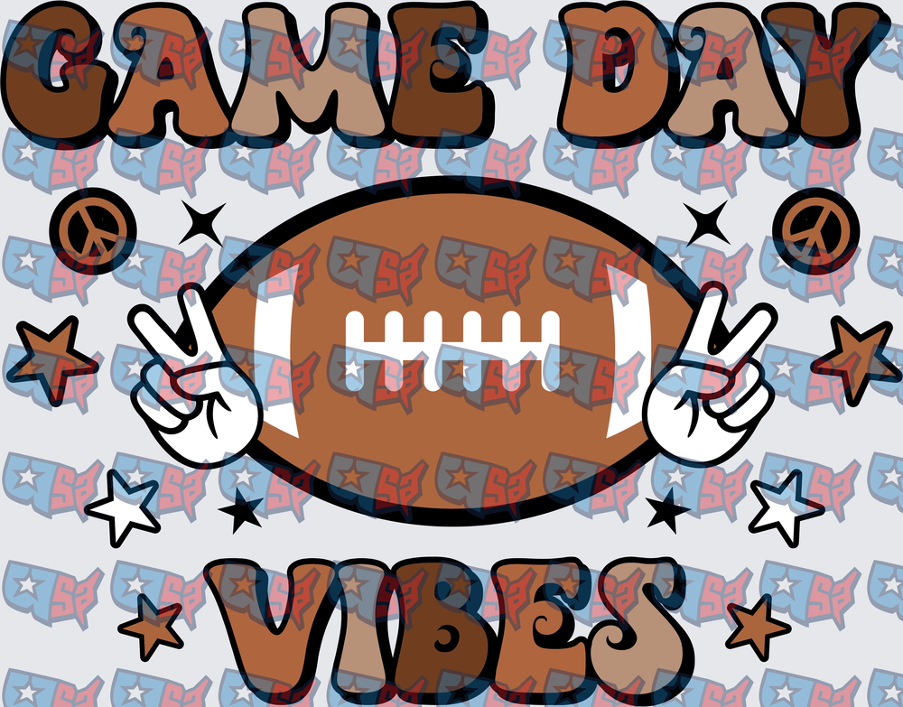 Game Day Vibes Football Peace Signs Retro (DTF)