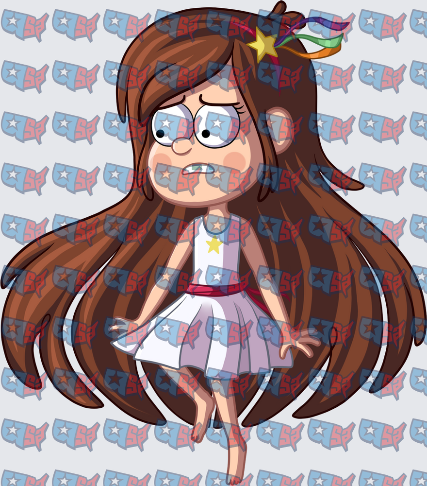 Nervous Brown-Haired Girl Star Hair Clip Dress (DTF)