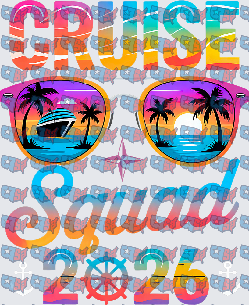 Cruise Squad 2025 Tropical Sunglasses Sunset Design (DTF)