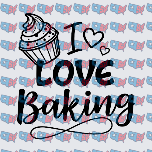 I Love Baking Cupcake Heart Design (DTF)
