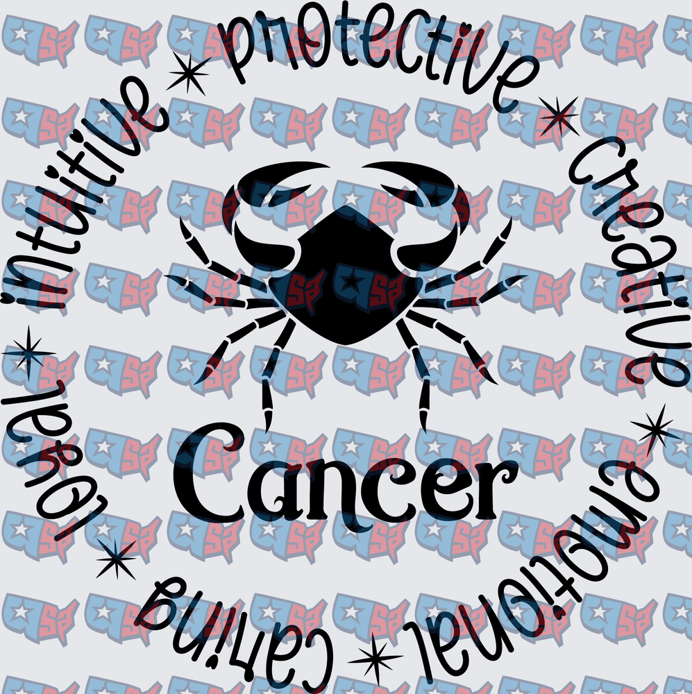Cancer Zodiac Crab Traits Circle Design (DTF)