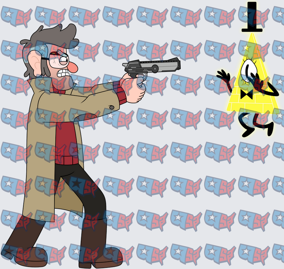 Gravity Falls Ford Aiming Gun at Bill Cipher (DTF)