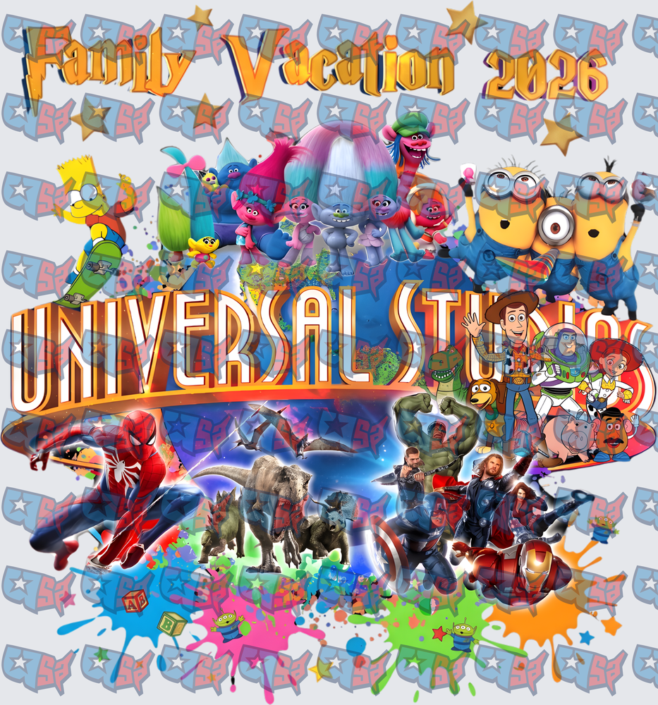 Family Vacation 2026 Universal Studios Character Collage (DTF)
