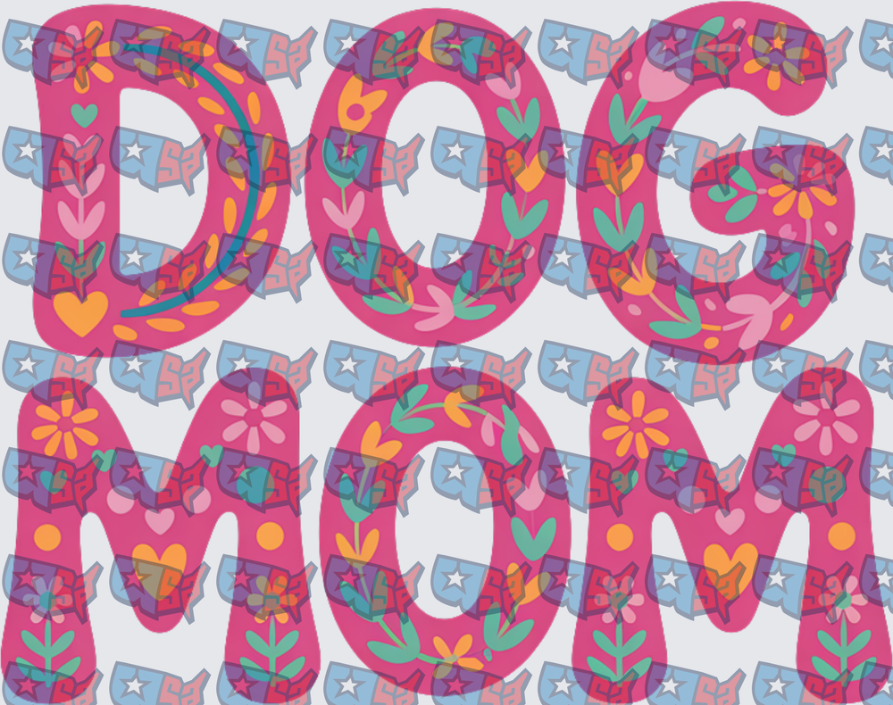 Floral Filled Dog Mom Bold Lettering (DTF)