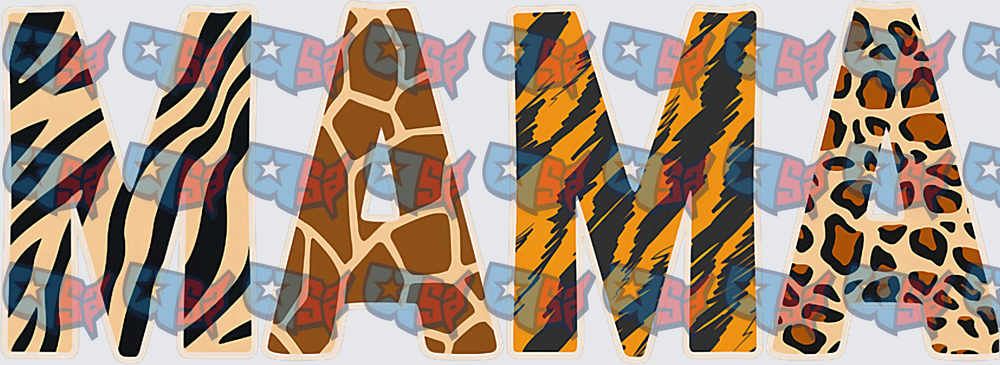 MAMA Mixed Animal Print Bold Letters (DTF)