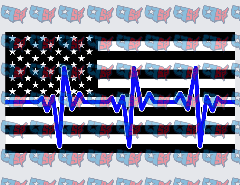 Thin Blue Line Flag Heartbeat Pulse (DTF)
