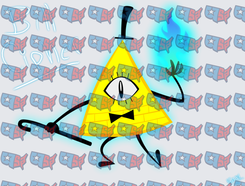 Bill Cipher Gravity Falls Blue Flame Triangle Demon (DTF)