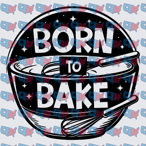 Born To Bake Mixing Bowl Whisk Circle Design (DTF)