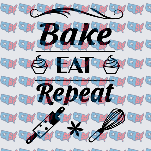 Bake Eat Repeat Cupcake Whisk Kitchen Design (DTF)